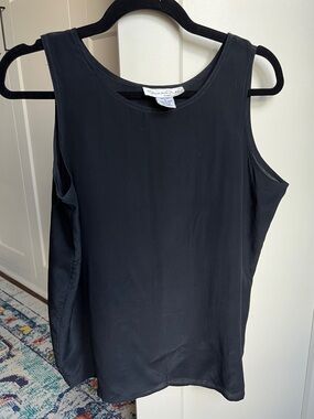 Oscar de la Renta silk Black Sleeveless Tank Top small